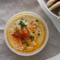 Hummus · Veggie. Served with pita bread.
