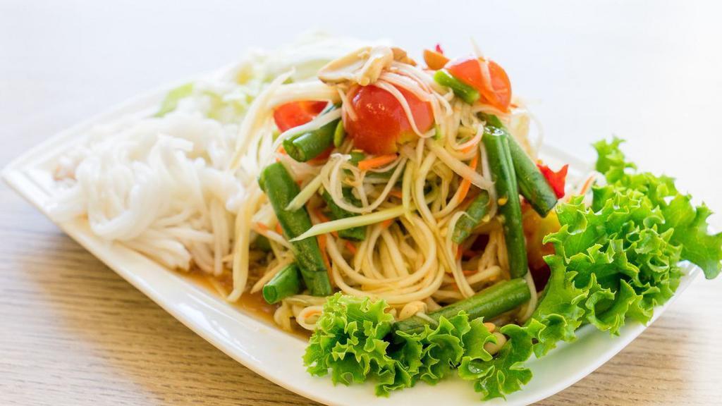 Papaya Salad (Lao Style) · Choice of Mild, Medium, Spicy and Very Spicy.