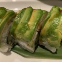 Caterpillar Roll · Unagi cucumber inside, top with avocados with house special sauce