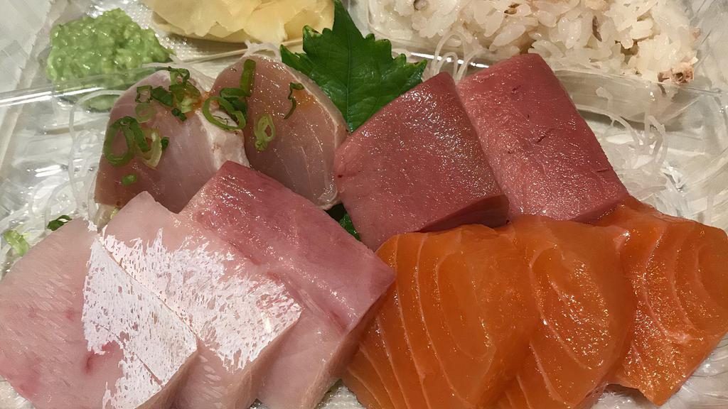 Sashimi Regular · 10 pcs chef choice sashimi served with rice.