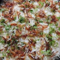 Subz Dum Biryani · Vegetables marinated in spices and hung yogurt cooked with basmati rice in a sealed degh