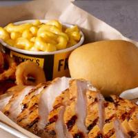 Marinated Chicken Plate · Sliced marinated chicken breast, served with 2 sides and a roll