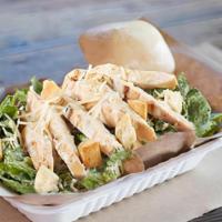 Chicken Caesar Salad · Crisp romaine lettuce, parmesan cheese and crisp croutons top with Marinated smoke chicken. ...