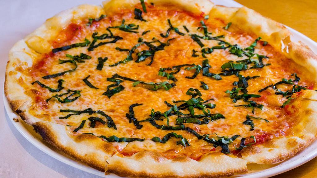 Rose Pistola Margherita Pizza · With Tomato, Mozzarella and Basil. add Prosciutto, White Truffle Oil or Arugula for an additional charge.