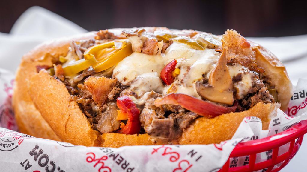 Jersey Joe's Cheesesteak (Recommended!) · Half pound (1/2lb) Ribeye, Cheese, Grilled Onions, Mushrooms, Sweet Peppers, Hot Peppers