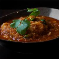 Shrimp Curry · Gluten free. Onions, cilantro, jalapeños, garlic, ginger, paprika, masala, turmeric and fish...