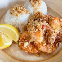 Hawaiian Garlic Shrimp · Sautéed garlic butter shrimp served with rice.  So garlicky good you don't want to miss this!