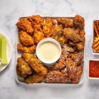 20 Wings Combo · With your choice of 4 flavors and 4 dips. Comes with 2 sides and veggie sticks.