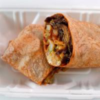 California Barbequito · Wrapped in a garden-fresh tortilla and stuffed with smoked plant-based brisket, smackaroni, ...