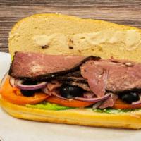 7. The Traditional · Roast beef, turkey, ham, Cheddar cheese, lettuce, salami, Swiss cheese, onion, olives and le...