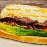 4. The Hot Pastrami · Pastrami, Swiss cheese and all condiments on roll.
