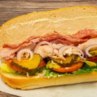3. The Gallo · Turkey, ham, salami, Swiss cheese, oil, vinegar and all condiments on roll.