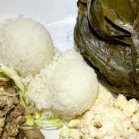 Lau Lau Combo · Flavored and succulent pork slowly roasted to perfect together with Hawaiian favorite pork w...