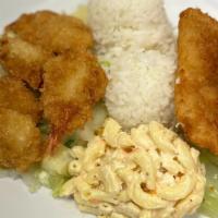 Seafood Platter · A great combination of golden-brown fried shrimp and island fish fillet. Truly a seafood lov...