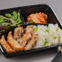 Grilled Chicken Bento Box · A bento box with grilled chicken and your choice of either white rice or chow mein noodles w...