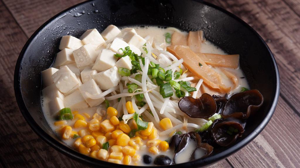 Vegetable Ramen (Veggie Broth) · Tofu, sprouts, green onion, kikurage mushroom, corn.