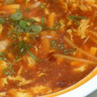 Hot and Sour Soup · Soup that is both spicy and sour typically flavored with hot pepper and vinegar.