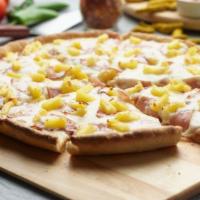 Hawaiian Pizza · This pizza has our signature red sauce, fresh diced mozzarella cheese, sliced Canadian bacon...