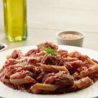 Penne Meatball Pasta · This pasta has our signature marinara sauce, penne pasta, juicy beef meatballs, and fresh pa...