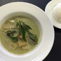 C1. Green Curry · Cà RI xanh. Spicy. Whole milk, coconut milk, thai eggplant, tofu, carrot, bamboo served with...