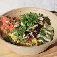 Ahi Tuna Bowl · Seared ahi plus rice, noodles, pickled ginger, pickled carrot and daikon,  cucumber, red pep...