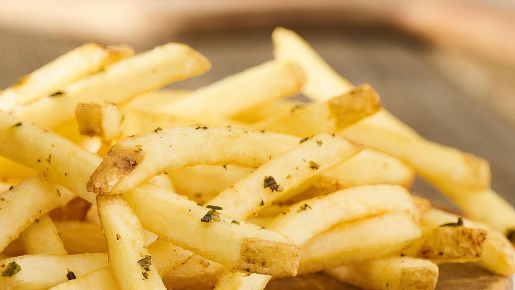 Large Smashfries® · Crispy french fries tossed in rosemary, garlic, & olive oil