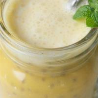 Chia Mango Almond Milk *Vegan · Soaked chia in mango flavored almond milk. 
Serving suggestion: Mix well before drinking
Glu...
