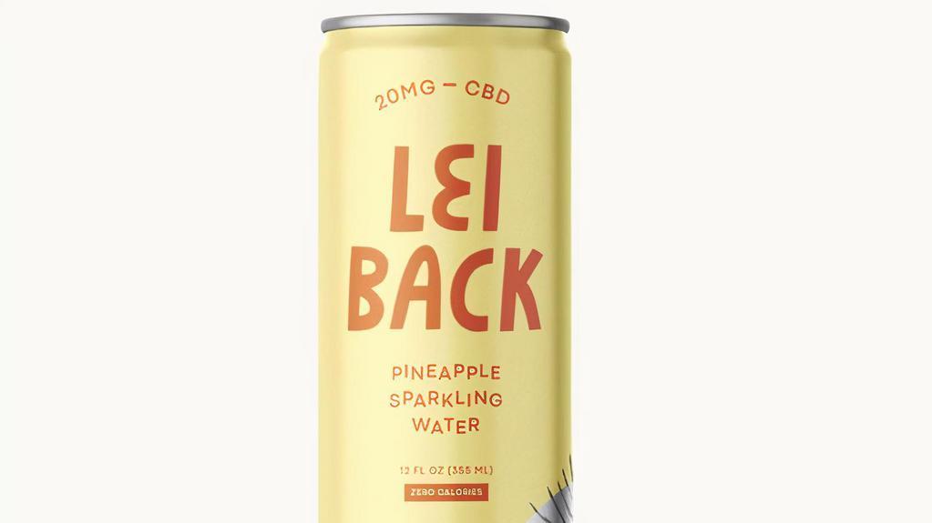 Lei Back Pineapple Sparkling Water · Lei Back Pineapple Sparkling Water 12 oz . A tropical flavored, zero calorie hemp-derived CBD sparkling water for a refreshing time.
