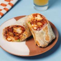 Spicy Chicken Burrito · Spicy Honey Fried Chicken, Peanuts, Sesame Slaw, Cucumbers, Multigrain Rice