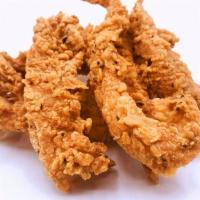 PLAIN STRIPS · Crispy fried chicken strips.