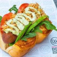 Sooo Veggie · Beyond sausage hot Italian, wild arugula, avocado, tomato, crispy onions, and spicy basil ai...