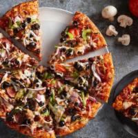 Classic Combination · Red Sauce, Cheese, Salami, Pepperoni, Mushrooms, Bell Peppers, Black Olives, Red Onions, Sau...