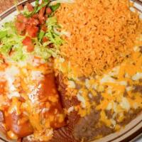 Enchiladas Regulares · Two enchiladas with red sauce. Your choice of beef, chicken or cheese.