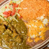 Chile Verde · Chunks of Pork mixed with special green sauce.