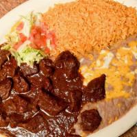 Chile Colorado · Chunks of Beef in red sauce.