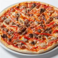 The Meat Lovers Pizza · Pepperoni, salami, Canadian bacon, sausage, and beef.