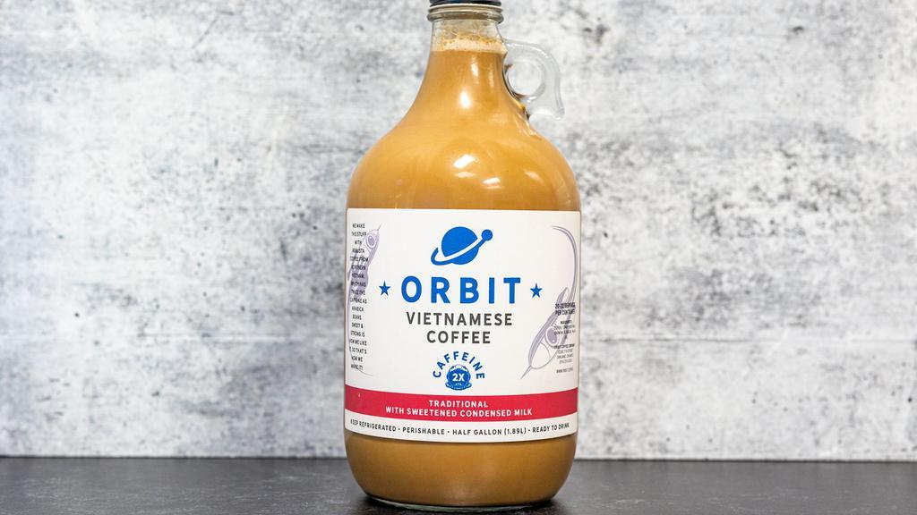 Vietnamese Coffee - Traditional, 1/2 Gal · 1/2 Gal (12-16 servings) - Our signature Vietnamese robusta coffee (2x caffeine) roasted strong and dark in Oakland, CA, balanced to perfection with sweetened condensed milk.