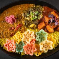 Punjabi By Nature Bowl · Saag paneer, tikka masala with choice of protein, rice, chana garbanzo masala, and a side of...