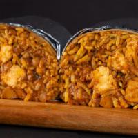 Tikka Masala Burrito · Our iconic tikka masala with choice of protein, rice, chana garbanzo masala, and sliced onio...