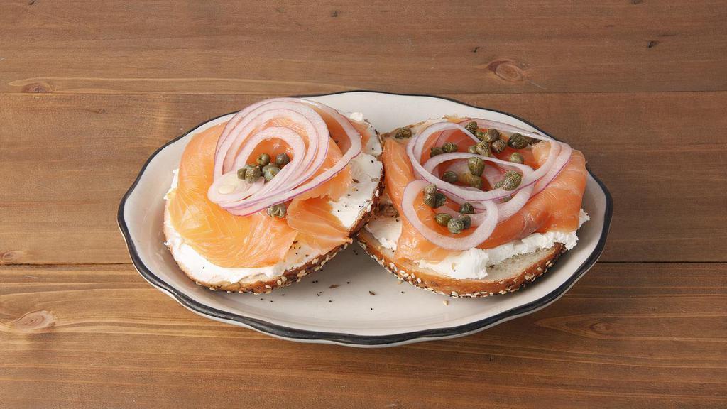 Classic Smoked Salmon Bagel Sandwich * · smoked salmon with capers, red onion & plain shmear