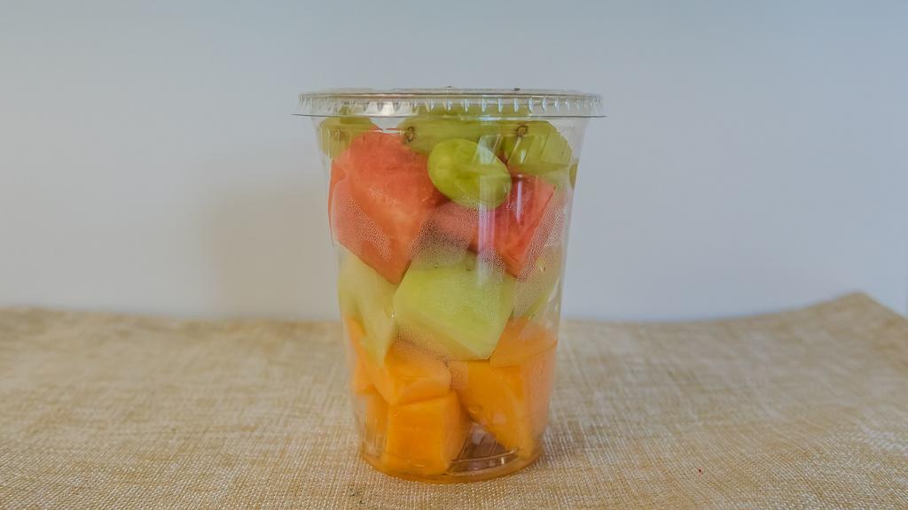 Mixed Fruit 16oz Cup · Watermelon, Honeydew, Cantaloupe, Pineapples and Grapes. (Seasonal Mangoes)