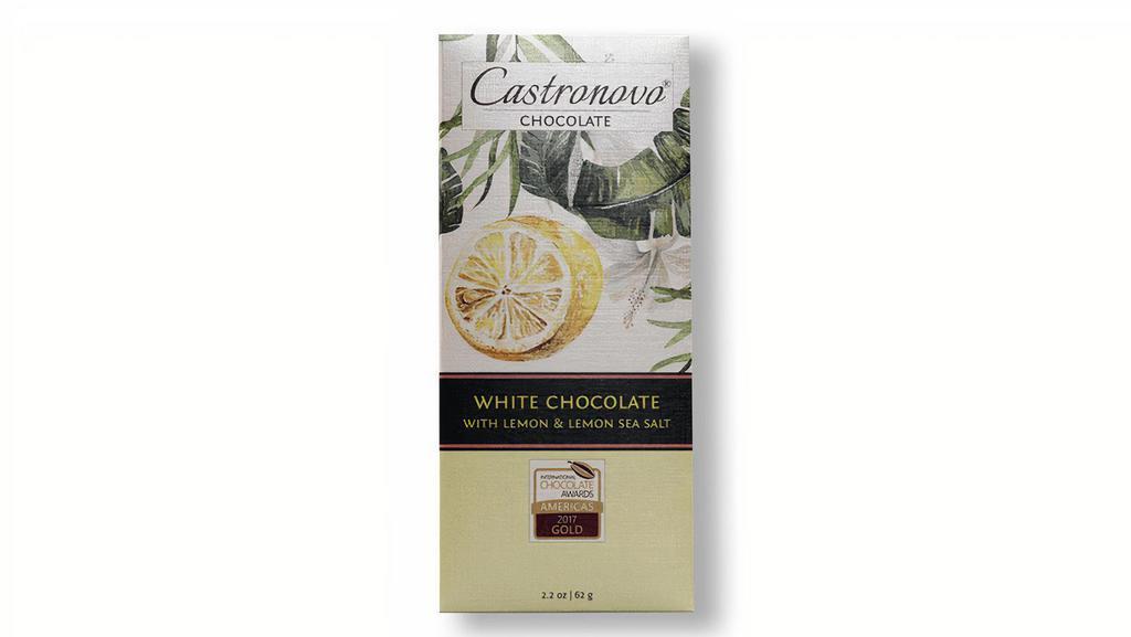Castronovo White Chocolate with Lemon & Lemon Salt (62grs Bar) · There is an old saying in Sicily, “a lemon is not a real lemon unless it is Sicilian.” This chocolate is inspired by the lemon essence that our family takes pride in. We infused our white chocolate with lemon essential oil and sprinkled it with lemon-infused sea salt, harvested from the Mediterranean Sea. Taste Sicilia! 



Ingredients: organic cocoa butter, organic cane sugar, organic milk, lemon, lemon infused sea salt



Allergen information: Contains milk. Does not contain nuts, wheat, gluten, or soy (nut-free, soy-free, gluten-free)
