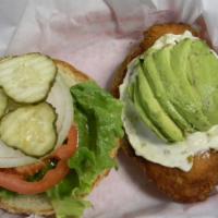 18. TJ Burger (Fish & Avocado) · Homemade Breaded  Fish, Avocado and Tartar Sauce