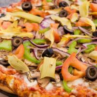 Classic Veggie · Tomatoes. bell peppers, onions, mushrooms, artichoke, olives, red sauce. Individual cal: 590...