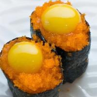 Tobiko with Quail Egg · Flying fish roe and quail egg yolk