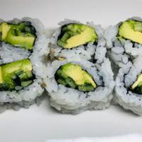 Avocado & Kappa Maki · Vegetarian. Avocado and cucumber wrap with sushi rice and nori.