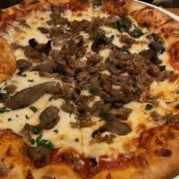 Italian Pizza · Italian Sausage, mushrooms, Mozzarella, parmesan