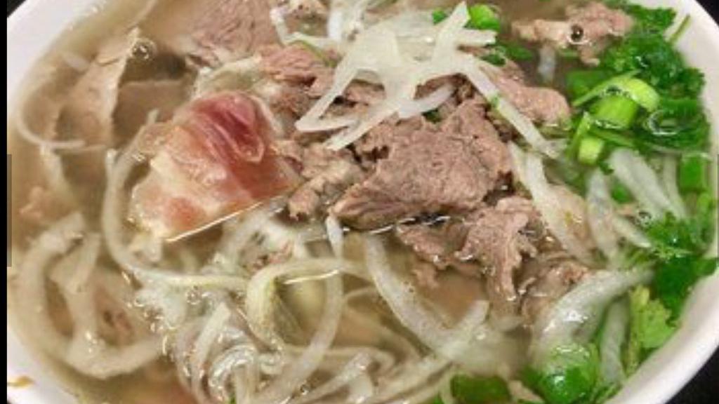2. Pho nation combo #2  |  Pho dac biet #2 · rare steak, well done flanks, briskets, tripes.