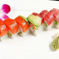 Eye Candy · Raw Food. Our California roll wrapped in salmon and tuna.