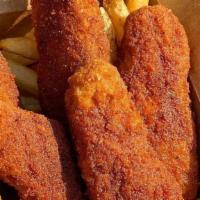 Nashville Hot Tenders · Three crispy fried chicken tenders seasoned with our nashville hot spice blend and topped wi...